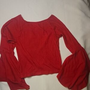 Elegant Red Bell Sleeve Crop Top